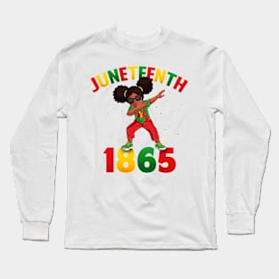 Juneteenth Dabbing Black Queen Melanin Brown Skin Girls Dab Long Sleeve T-Shirt